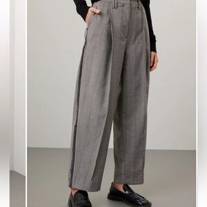 Ganni Gray Wide Leg Pants High Waisted Tailored
